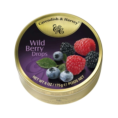 Фото упаковки леденцов Cavendish & Harvey со вкусом лесных ягод (wild berry drops) 175г