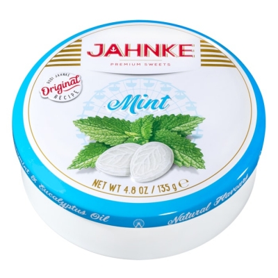 Фото упаковки леденцов Jahnke со вкусом мяты и ментола mint 135г