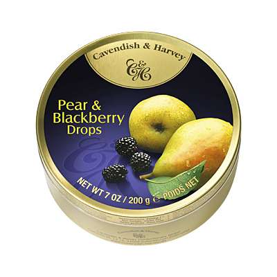 Фото упаковки леденцов Cavendish & Harvey груша и ежевика (pear & blackberry drops) 200г