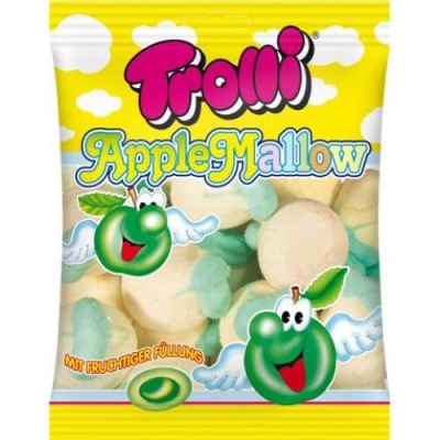Фото упаковки маршмеллоу Trolli яблочное с фрукт. начинкой Apple Mallow