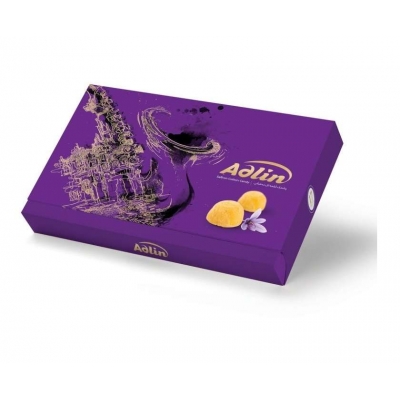 Фото упаковки иранских сладостей царская пашмала Adlin Сиреневая со вкусом шафрана 420г